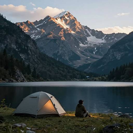 Solitary Camper in Serene Nature