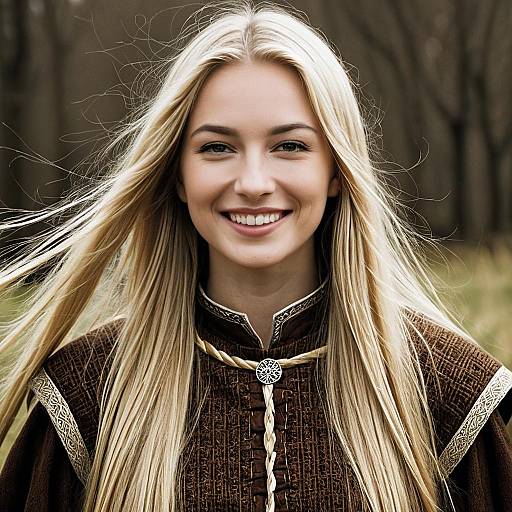 Smiling Woman in Medieval Clothing