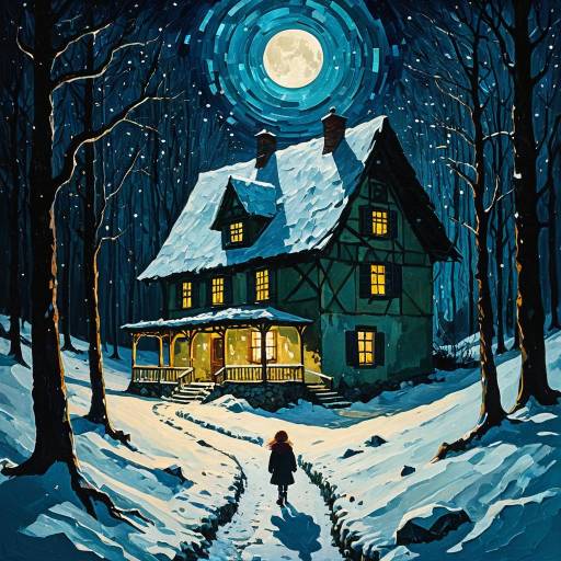 Mystical Winter Landscape with Enigmatic House