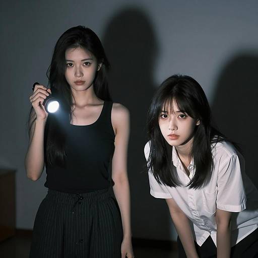 Intense Women in a Shadowy Room