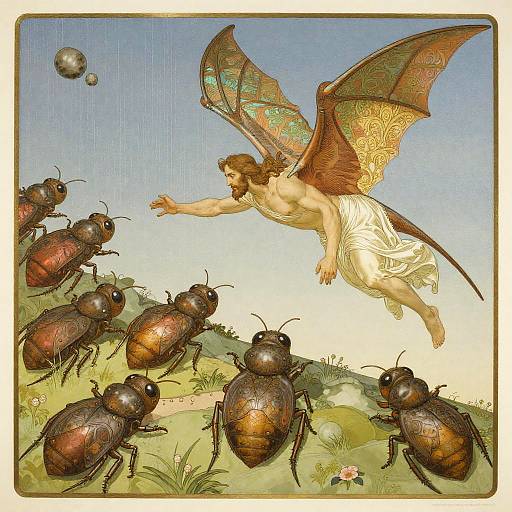 Art Nouveau Jesus vs Giant Insects