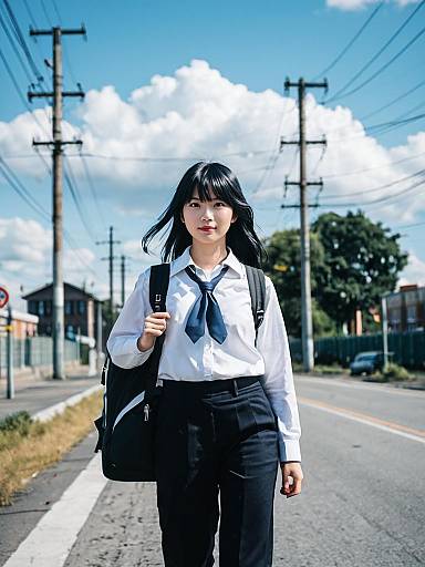 Cloud Cosplay Girl in School Uniform