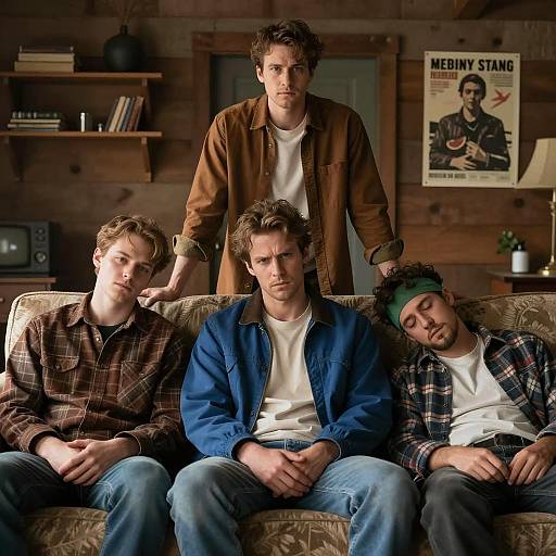 Four Men in a Cozy Rustic Room