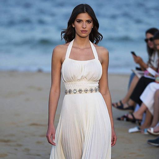 Elegant Woman on Beach Fashion Show