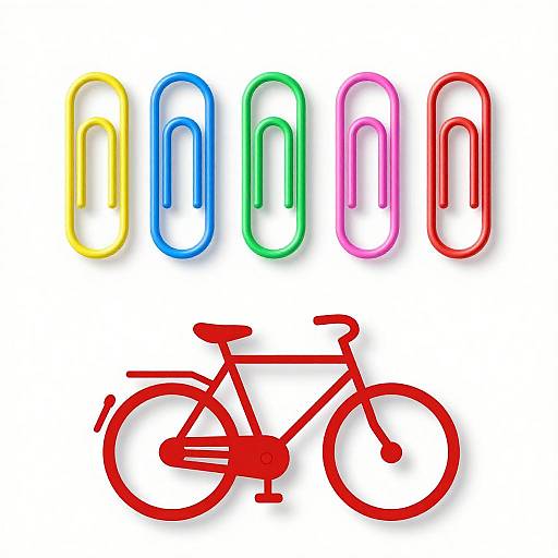 Vibrant Neon Paper Clips and Bicycle Art