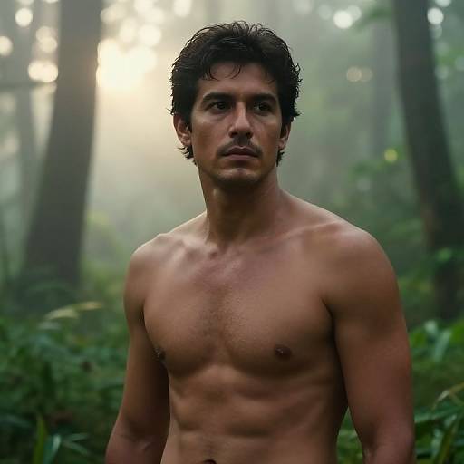 Terry Cruz Shirtless in Misty Forest