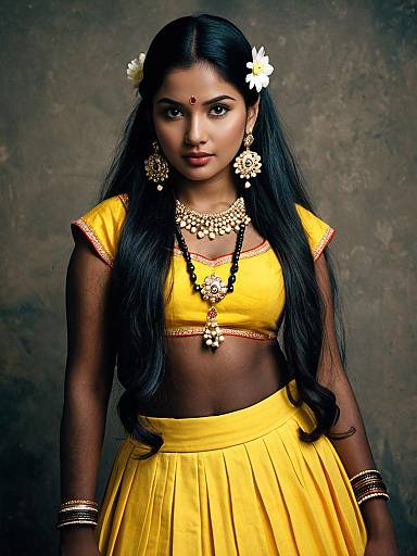 Indian Woman in Yellow Festival Outfit