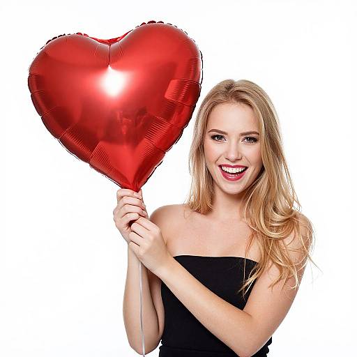 Blonde Woman with Heart Balloon