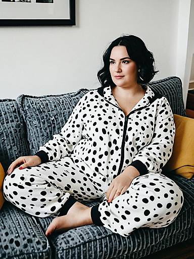 Cozy Plus Size Dalmatian Jumpsuit