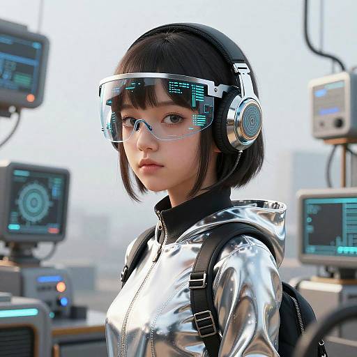 Futuristic Teenage Hacker Portrait