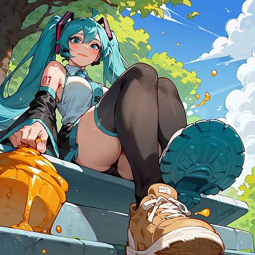 Embarassed Girl with Honey on Foot