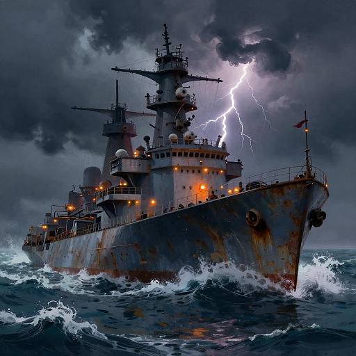 Epic Digital Warship in Storm