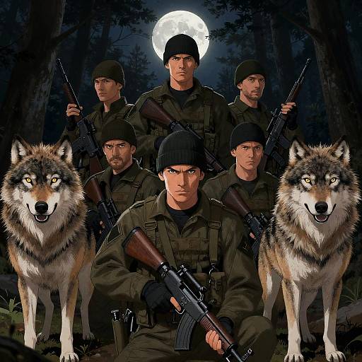 Epic Nighttime Military Standoff Scene