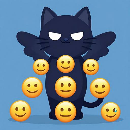 Funny Crazy Cat with Wings Vector