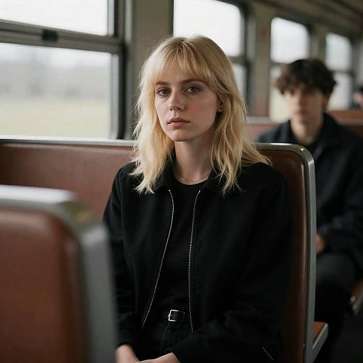 Serious Blonde in a Train Setting