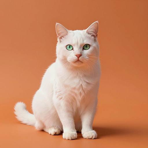 Elegant White Cat Portrait in High Detail