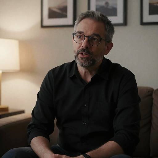 Thoughtful Man in Dimly Lit Room