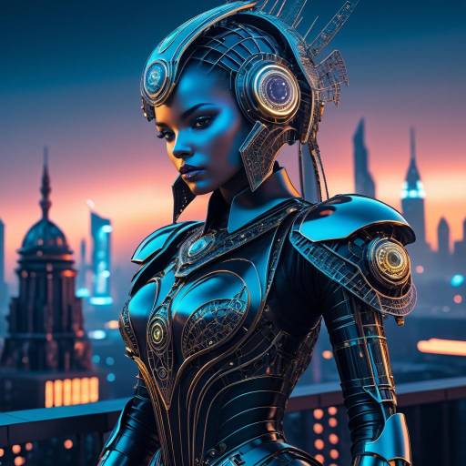 Futuristic Robot Fashion in Urban Landscape