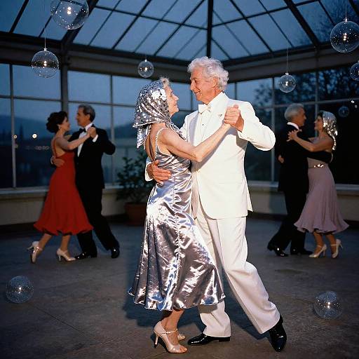 Elderly Ballroom Dancers at Twilight
