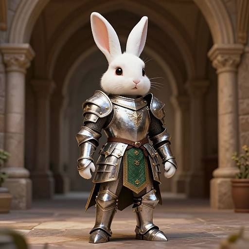 Medieval Anthropomorphic White Rabbit Knight