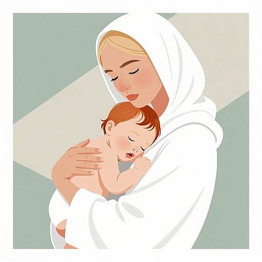 Serene Mother and Baby Illustration