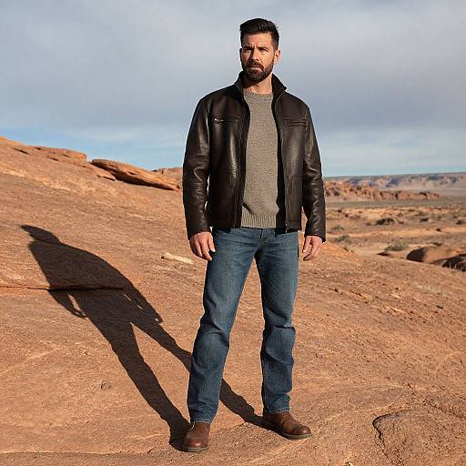 Handsome Man in Rocky Desert Landscape