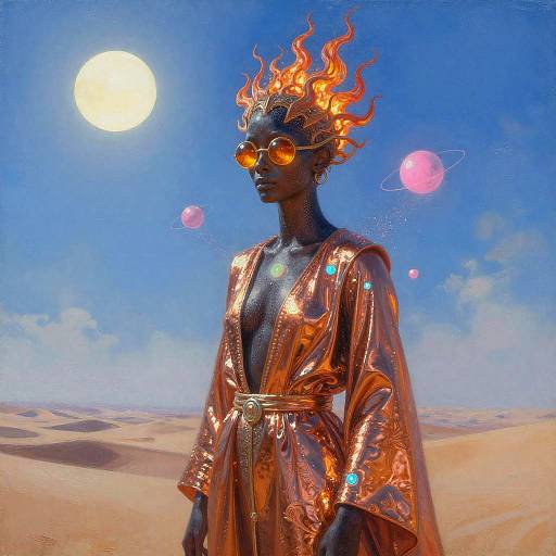 Surreal Desert Wanderer in Dual Suns