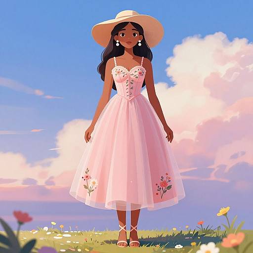 Dark Fantasy Girl in Pink Corset Dress