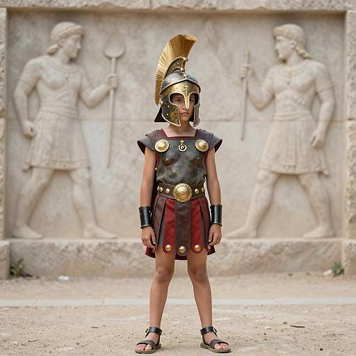 Young Spartan Warrior in Realistic Style