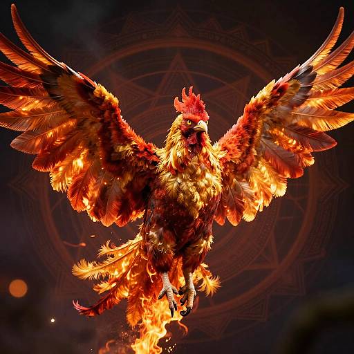 Majestic Fiery Phoenix Double Exposure