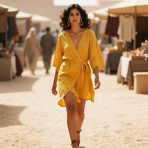 Bohemian Woman in Mustard Desert Market