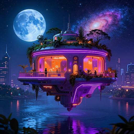Futuristic Neon Floating Structure