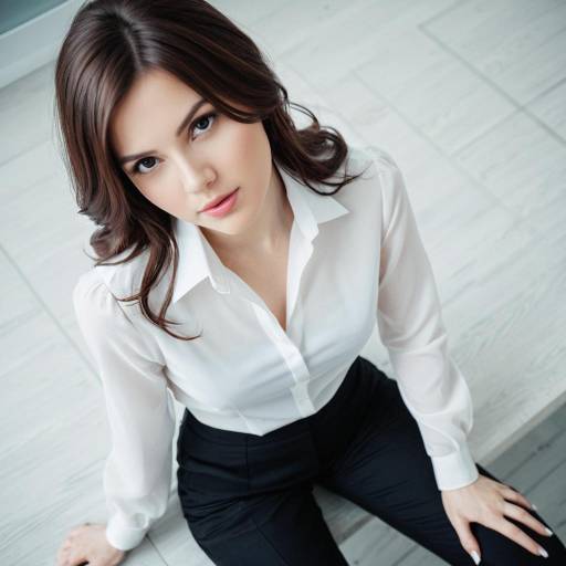 Elegant Woman in White Blouse and Black Pants