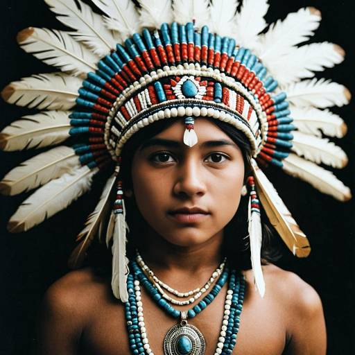 Realistic Indian Headdress Costume Portrait