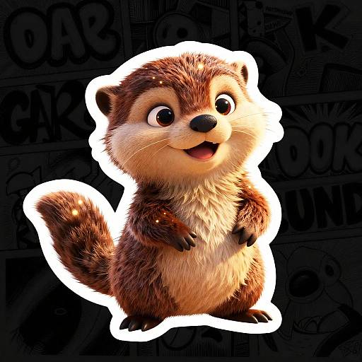 Happy Otter Pup Pixar Style