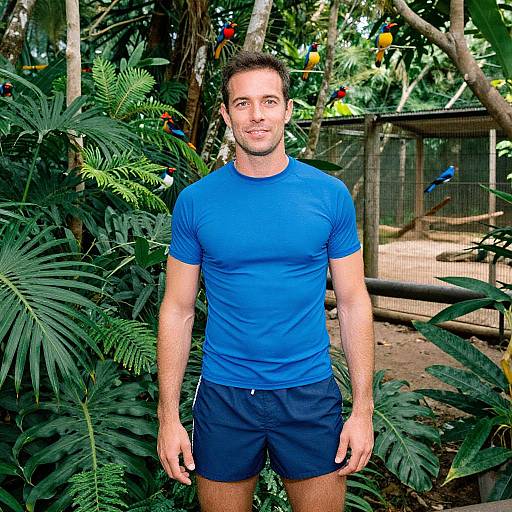 Sporty Man in Tropical Swimwear