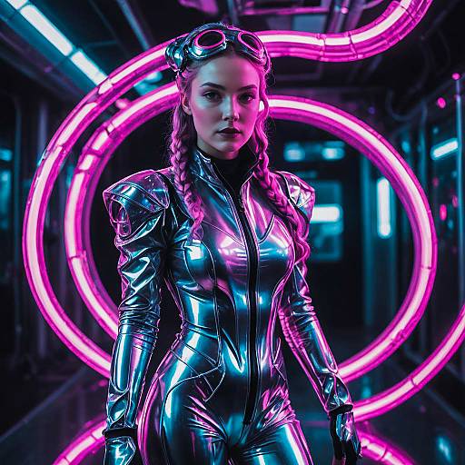 Futuristic Ecto-Shaped Woman in Neon