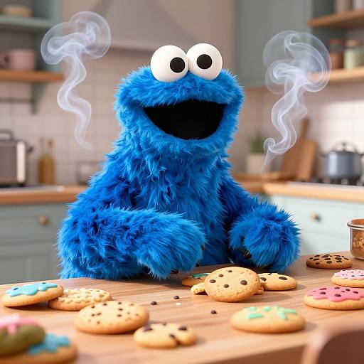 Cookie Monster Bong with Colorful Cookies