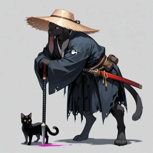 Anthropomorphic Samurai Rabbit in Action Anthropomorphic Samurai Rabbit in Action