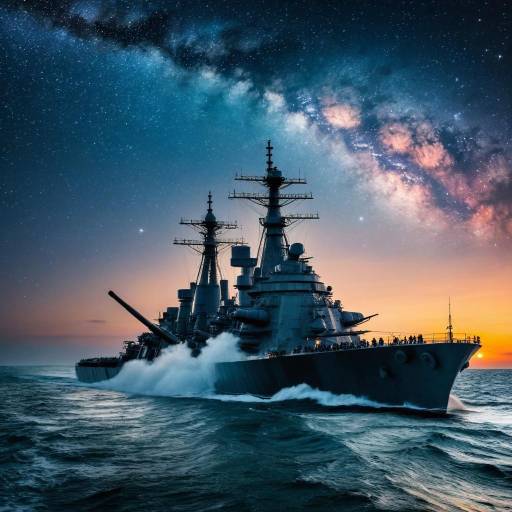 Warship at Sea under Milky Way