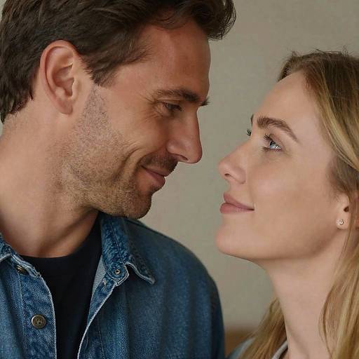 Intimate Close-up of Affectionate Couple