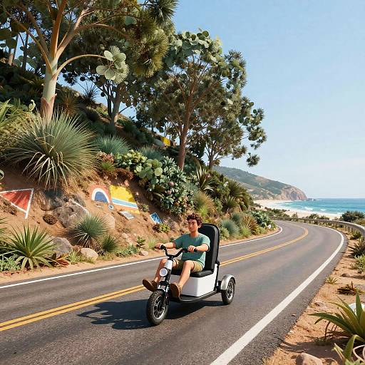 Relaxed Solar Tricycle Coastal Drive