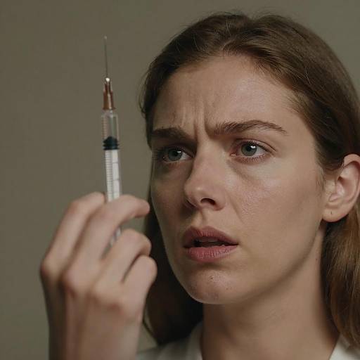 Intense Portrait of a Woman with Syringe