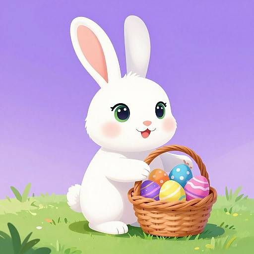 Fluffy Bunny with Easter Basket