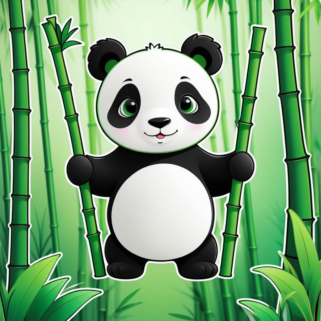 Whimsical Panda in Lush Bamboo Forest