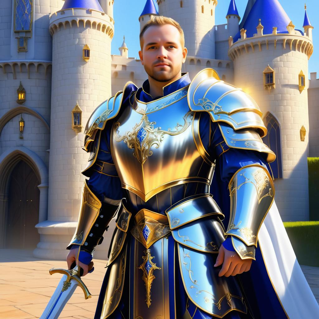 Heroic Paladin Before a Grand Castle