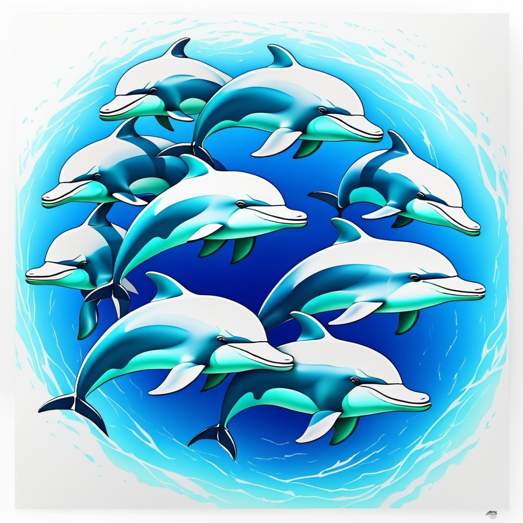 Joyful Dolphins Swimming Together