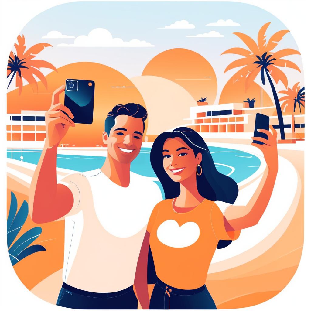 Couple Vacation Selfie in Warm Colors