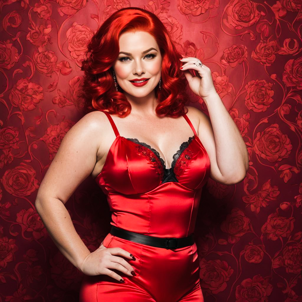 Vibrant Red-Haired Lingerie Fashion Shoot