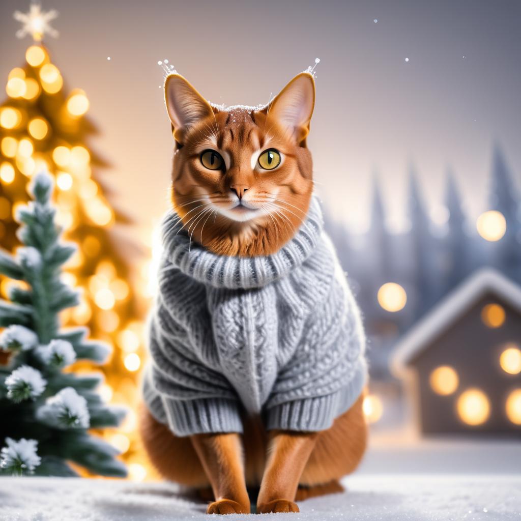 Abyssinian Cat in Cozy Winter Sweater